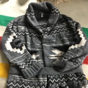 Autumn cashmere shawl collar belted cardigan